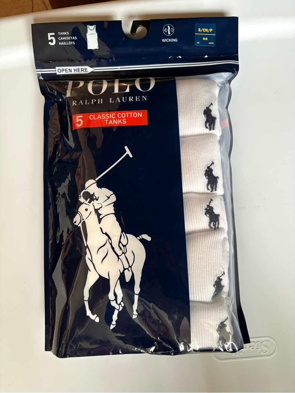 NEW Polo by Ralph Lauren White Classic Cotton Tank Tops - 5 Pack